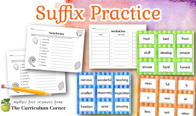 Suffix Practice For Word Work The Curriculum Corner