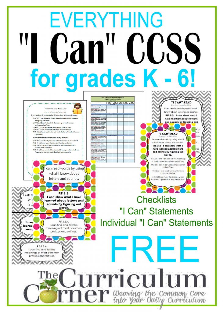 Ccss I Can” Statements For Grades K 6 In Kid Friendly Language