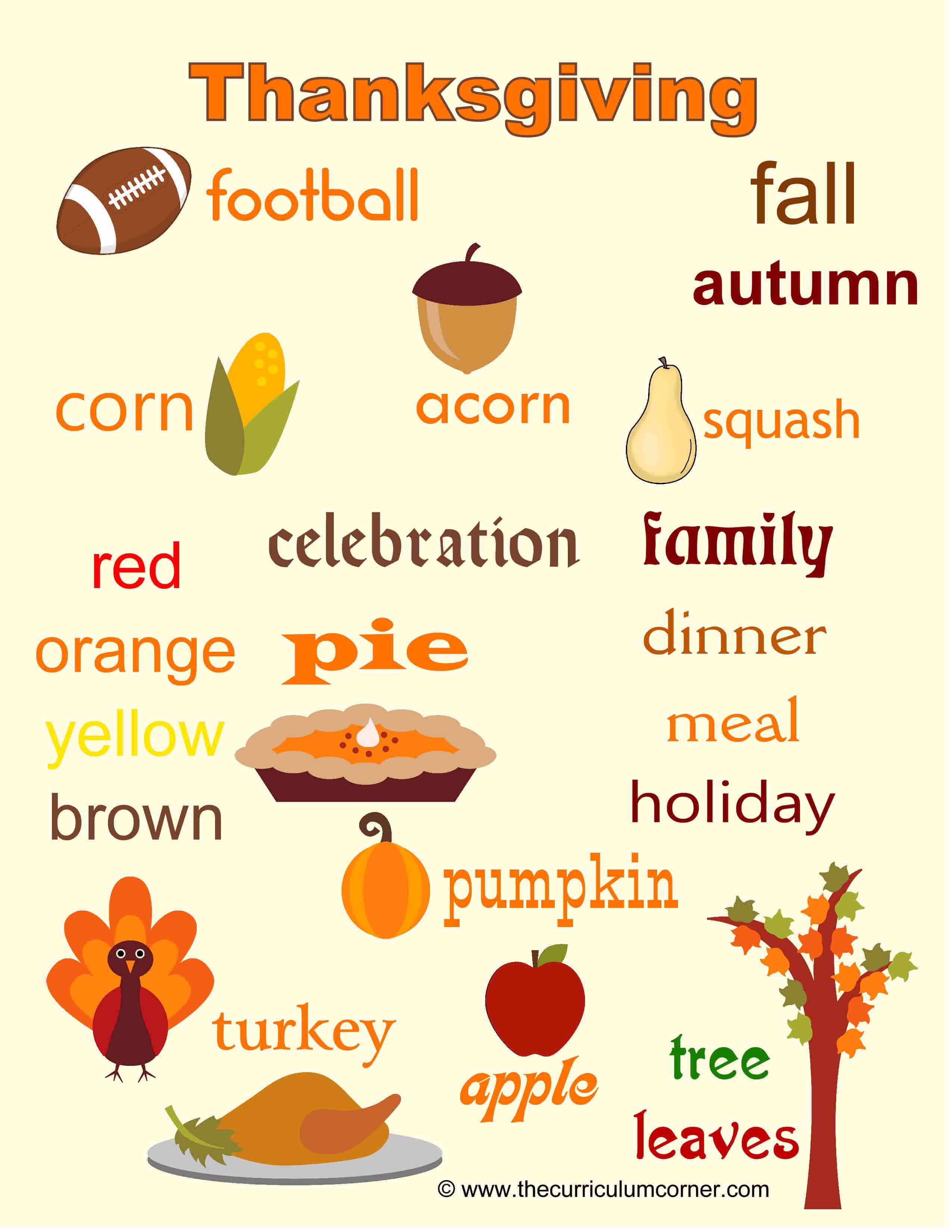 Thanksgiving Word Wall For Writers The Curriculum Corner 123