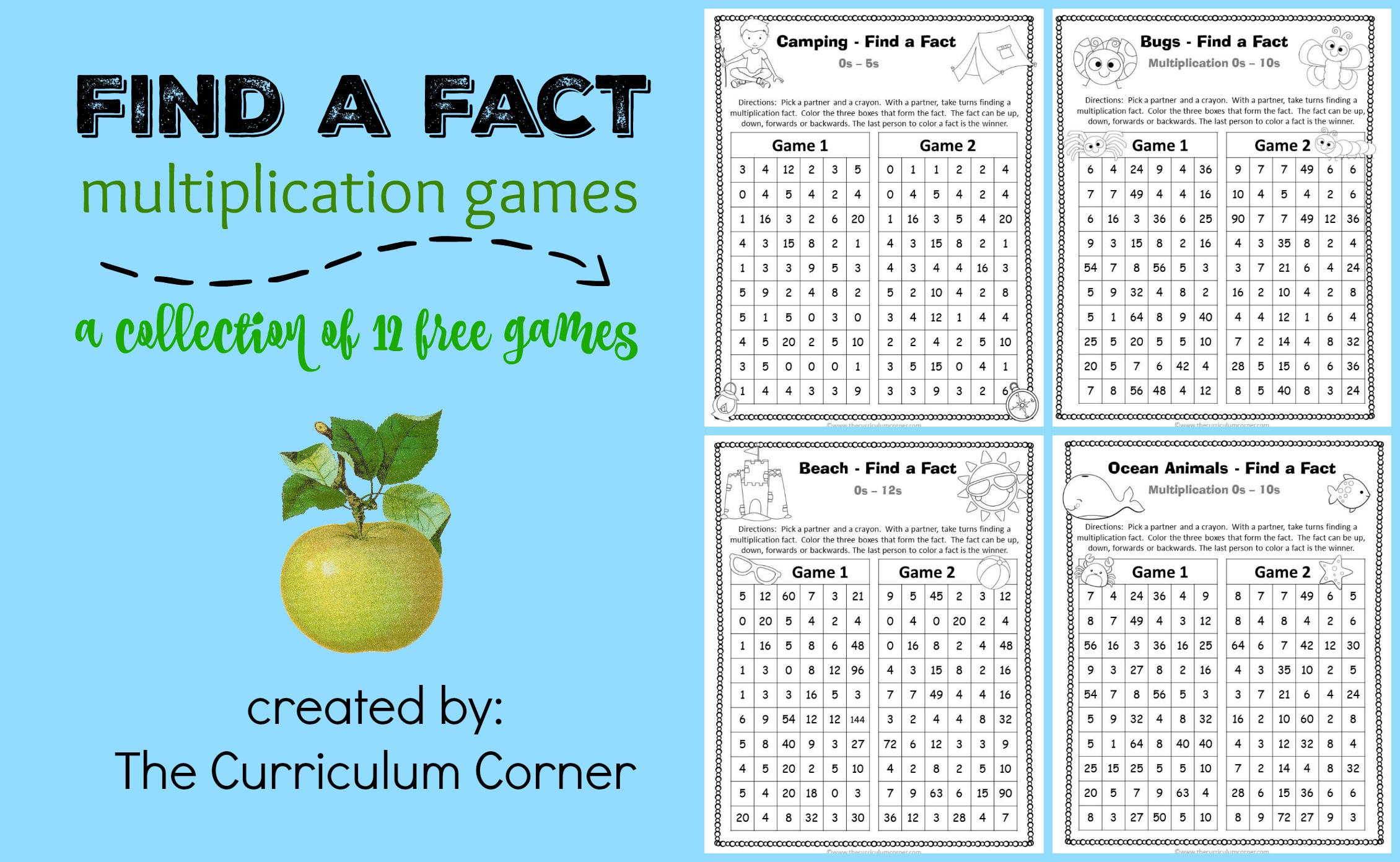 Find A Fact Multiplication Games The Curriculum Corner 123