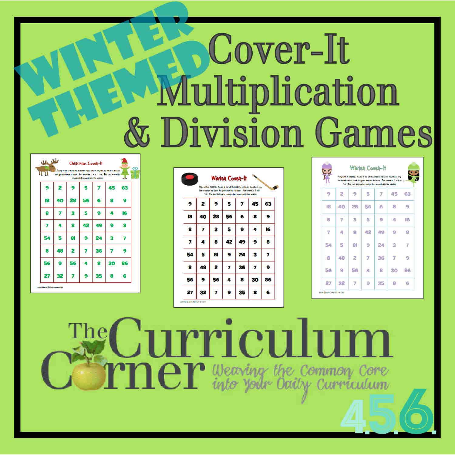 Winter Cover It Multiplication Division Games The Curriculum Corner 4 5 6