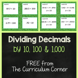 FREE Dividing Decimals Task Cards Scoot Game FREE From The Curriculum