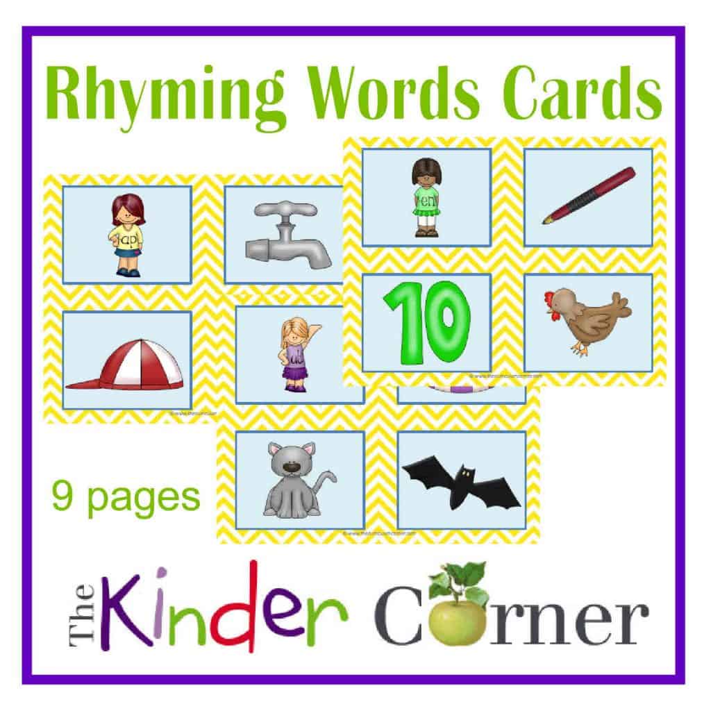 Rhyming Words Sorting Cards The Kinder Corner