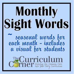 FREE monthly sight words