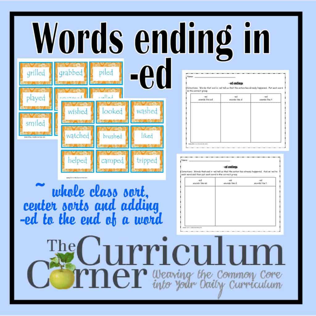 -ed Word Endings - The Curriculum Corner 123