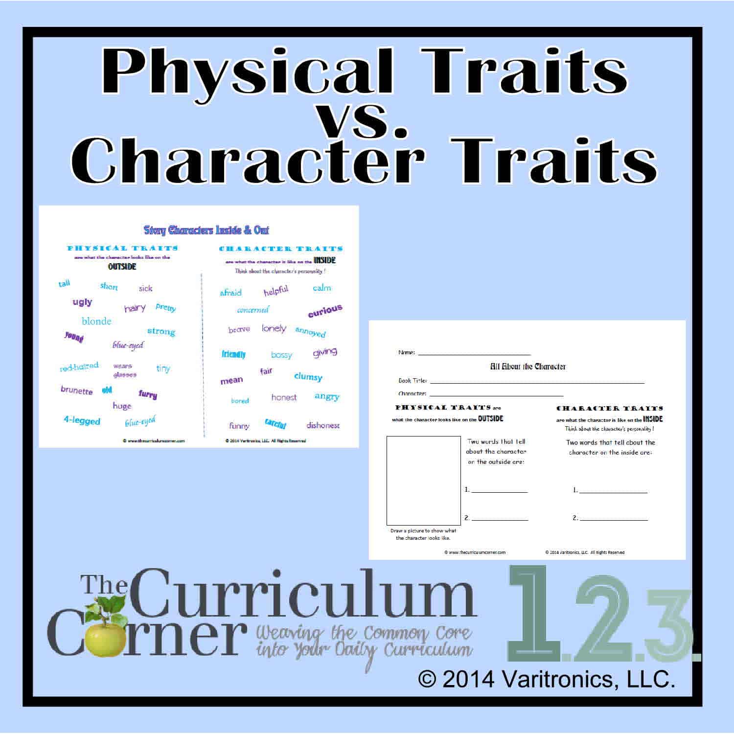 Physical Traits Vs Character Traits By The Curriculum Corner 