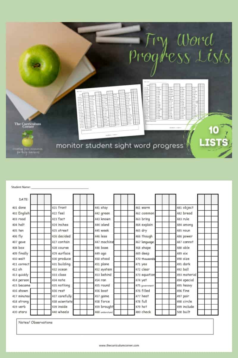 fry-word-checklists-the-curriculum-corner-123