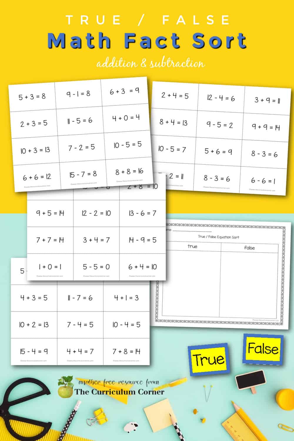 Math Worksheet True False Equations