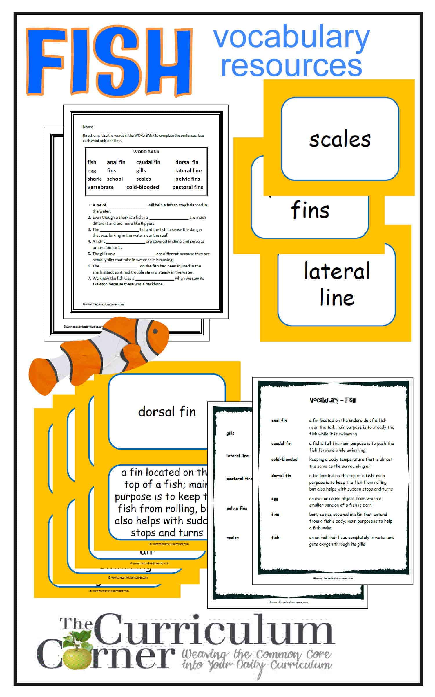 Weekly Themed Vocabulary Words Activities Set 4 Fish The 