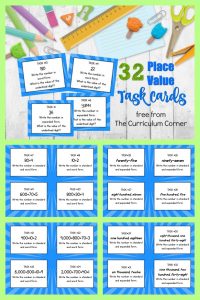 FREE Place Value Task Cards from The Curriculum Corner