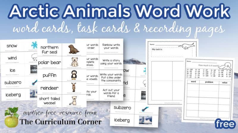 Arctic Word Cards w/ Activities - The Curriculum Corner 123