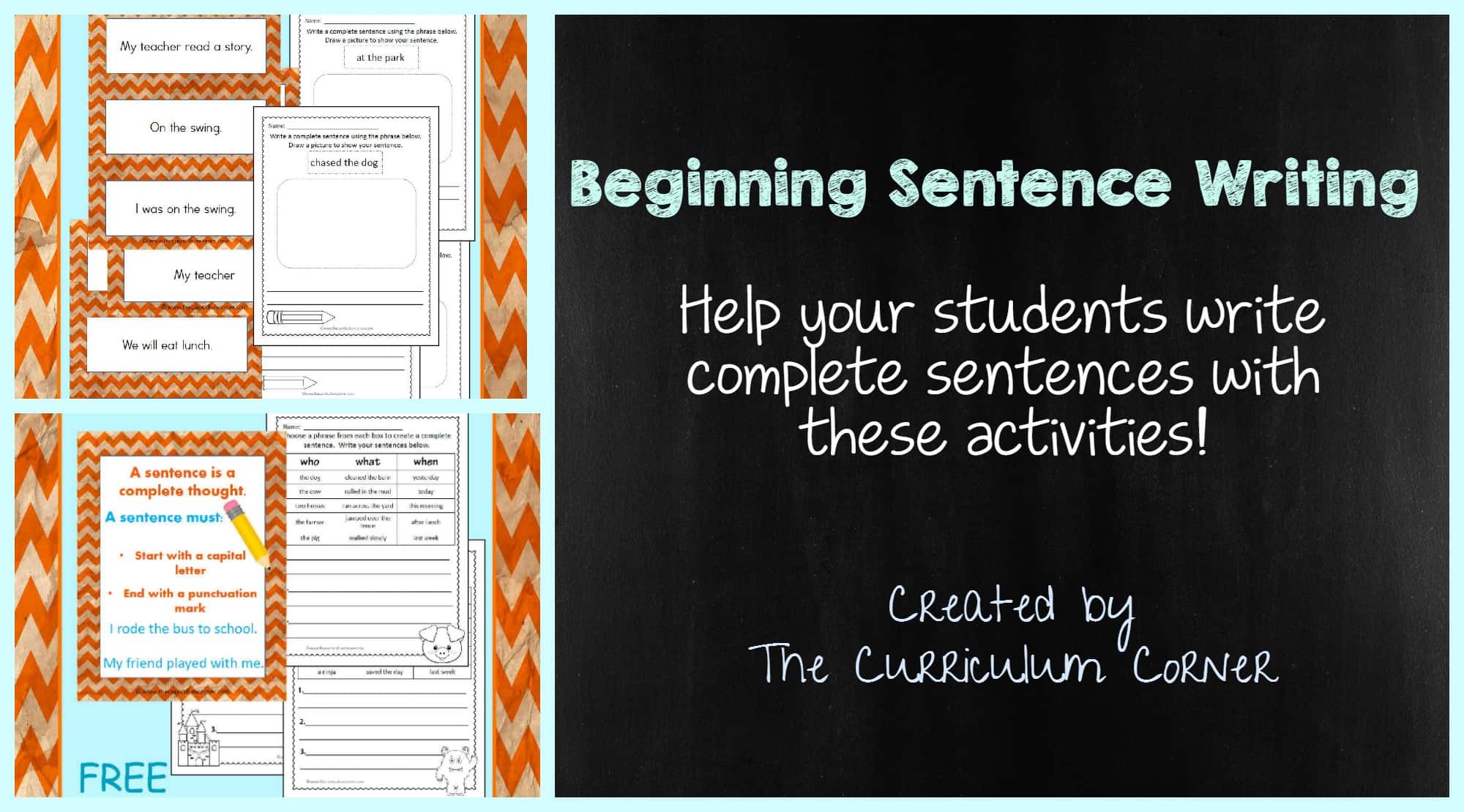 Beginning Sentence Writing The Curriculum Corner 123