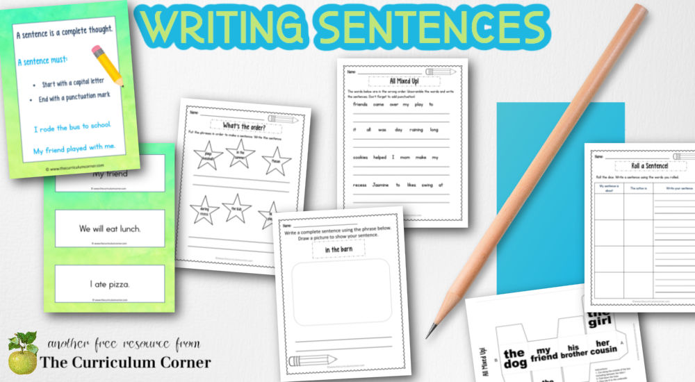 writing sentences fb - The Curriculum Corner 123