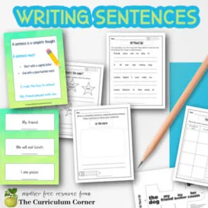 writing sentences feature - The Curriculum Corner 123