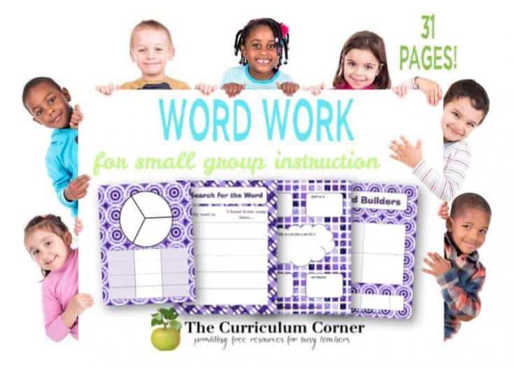 Word Work Activities for Small Groups - The Curriculum Corner 123