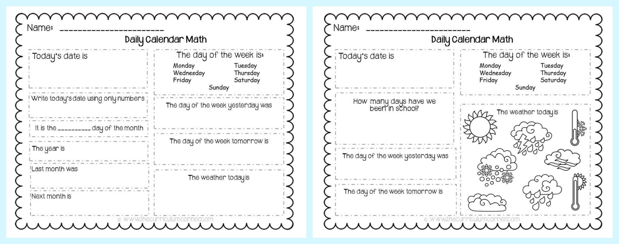 Calendar Math Collection - The Curriculum Corner 123