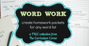 FREE Word Work for any Word List from The Curriculum Corner