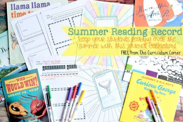 Summer Reading Record - The Curriculum Corner 123