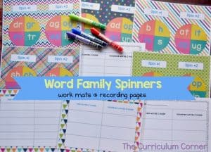 Free Word Family Activity Spinners from The Curriculum Corner