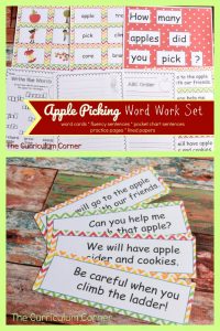 FREE Apple Picking Word Work from The Curriculum Corner