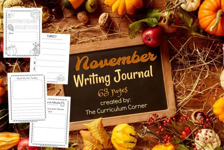 November Writing Journal - The Curriculum Corner 123