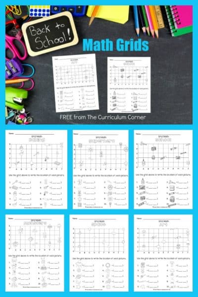 Back to School Math Grids (Coordinate Grids) - The Curriculum Corner 123