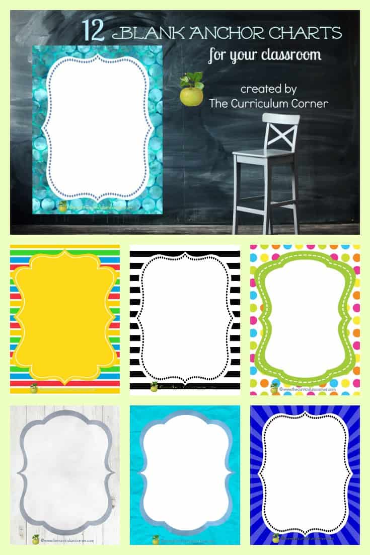 Blank Anchor Charts - The Curriculum Corner 123