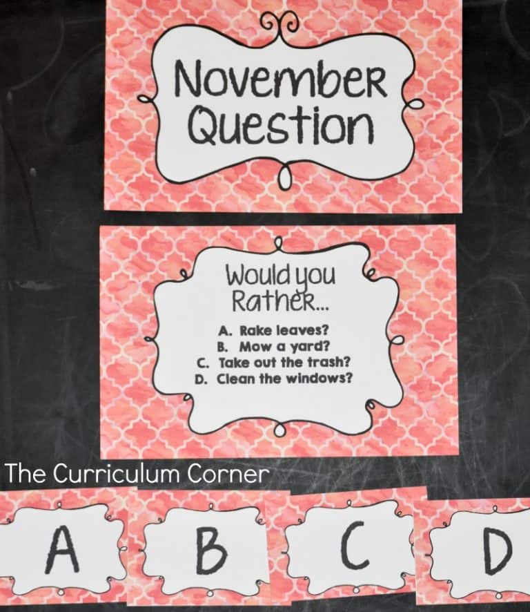 November Bell Ringer Questions - The Curriculum Corner 123