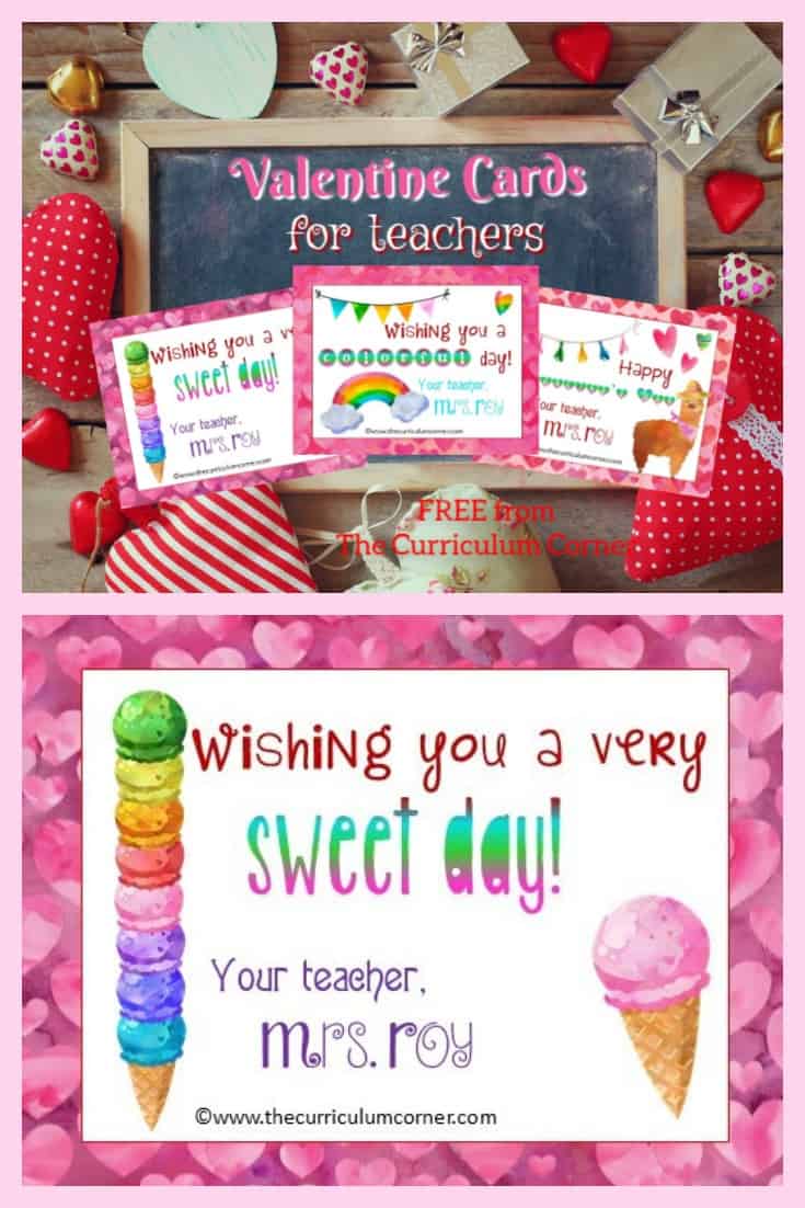 Editable Teacher Valentine Cards The Curriculum Corner 123