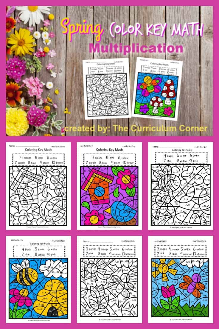 Spring Color Key Multiplication - The Curriculum Corner 123