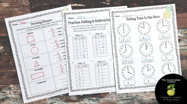 1st Grade Summer Math Practice Booklet - The Curriculum Corner 123