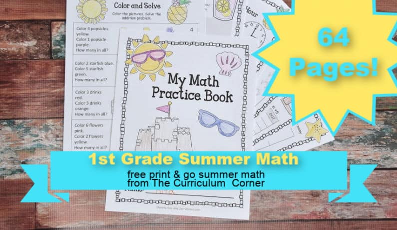 1st grade summer math practice booklet the curriculum corner 123