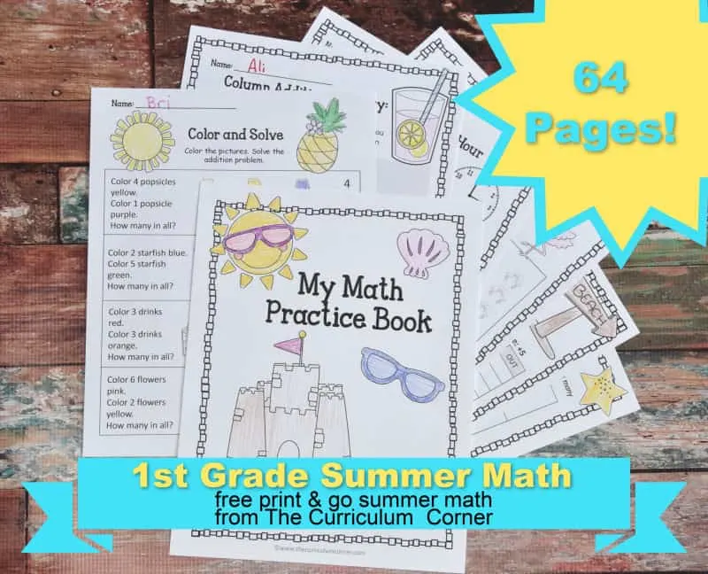1st grade summer math practice booklet the curriculum corner 123