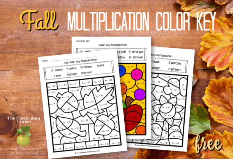 fall color key multiplication the curriculum corner 123