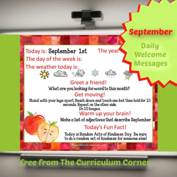 september welcome 123 feature - The Curriculum Corner 123