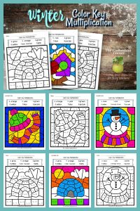 Winter Color Key Multiplication - The Curriculum Corner 123