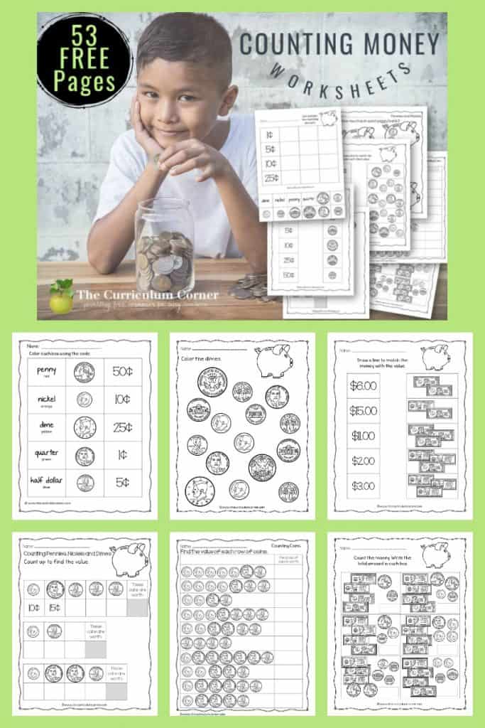 counting money worksheets the curriculum corner 123