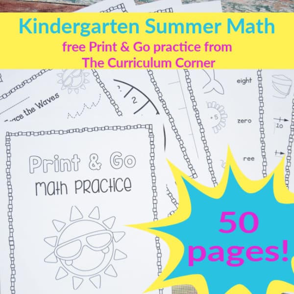 summer kinder math feature - The Curriculum Corner 123