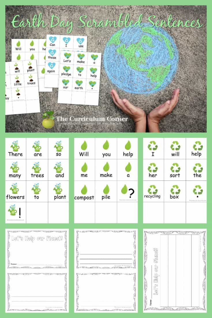 Earth Day Scrambled Sentences - The Curriculum Corner 123