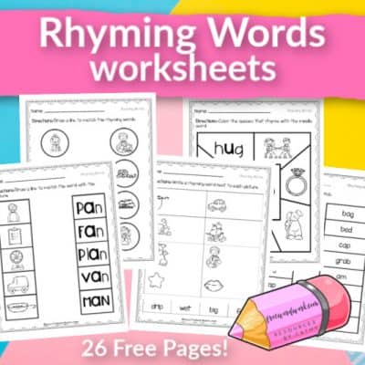 rhyming word worksheets feature - The Curriculum Corner 123