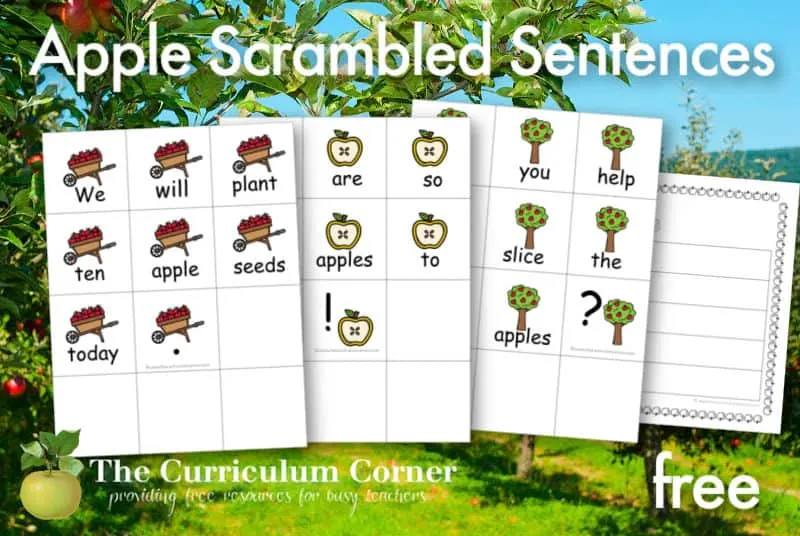 apples scrambled sentences the curriculum corner 123