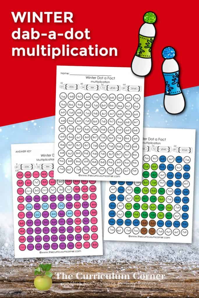 This winter dab a dot multiplication facts are designed to be used with BINGO daubers for fun math fact practice.