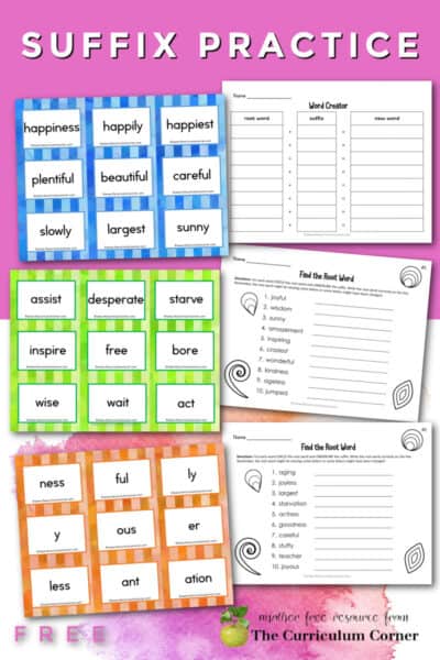 Suffix Practice for Word Work - The Curriculum Corner 123