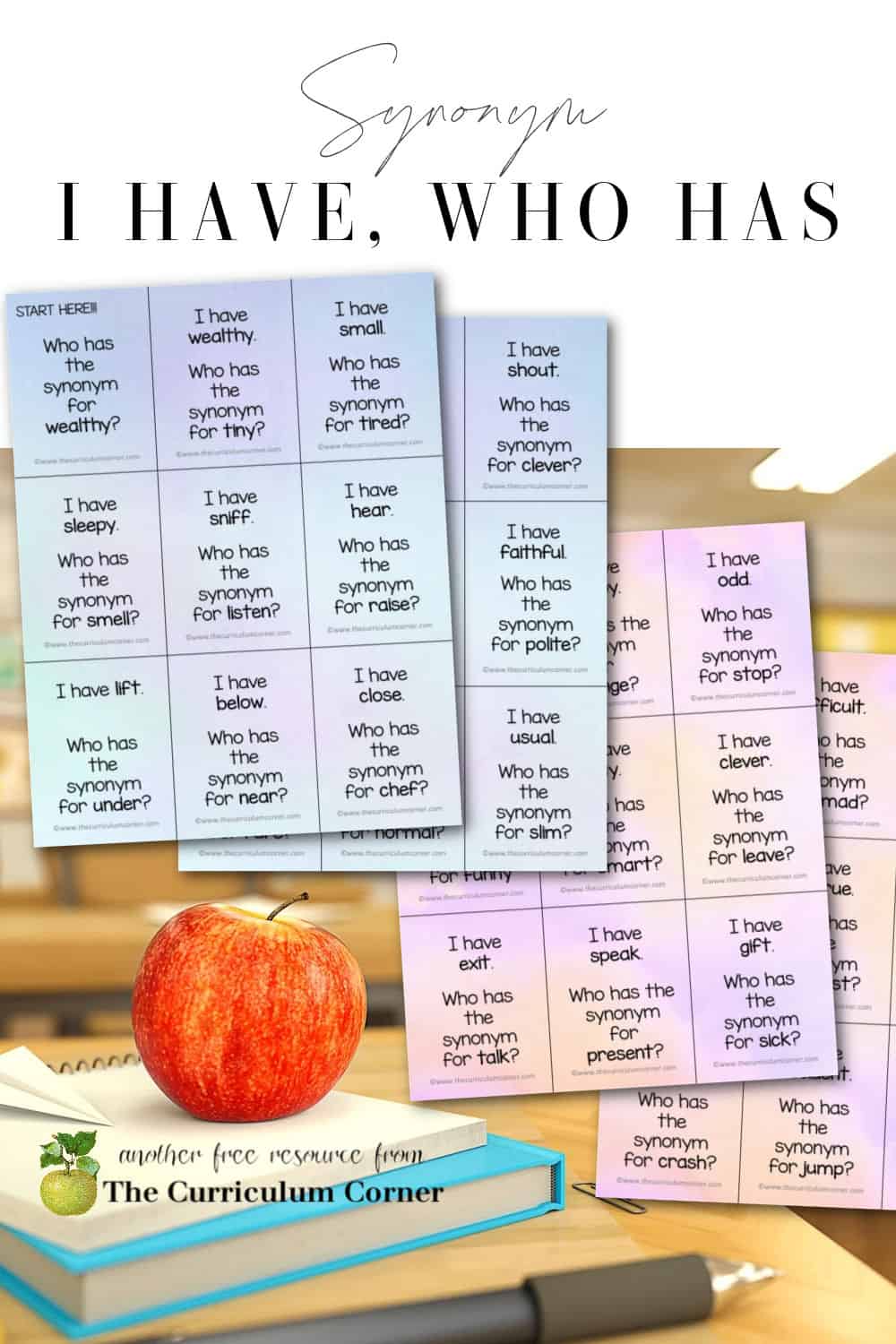 I Have, Who Has Game Synonyms - Montessori Nature Printables