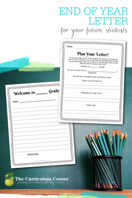 End of Year Letter Activity - The Curriculum Corner 123