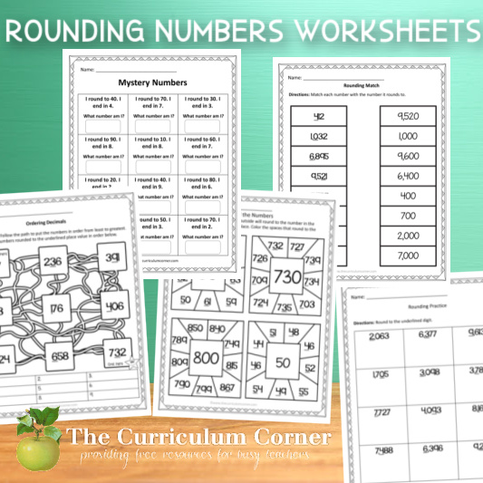 rounding numbers worksheets the curriculum corner 123