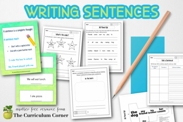 Writing Sentences - The Curriculum Corner 123