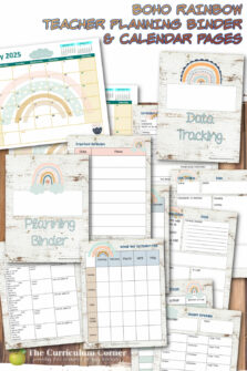 Boho Rainbow Teacher Planning Binder - The Curriculum Corner 123