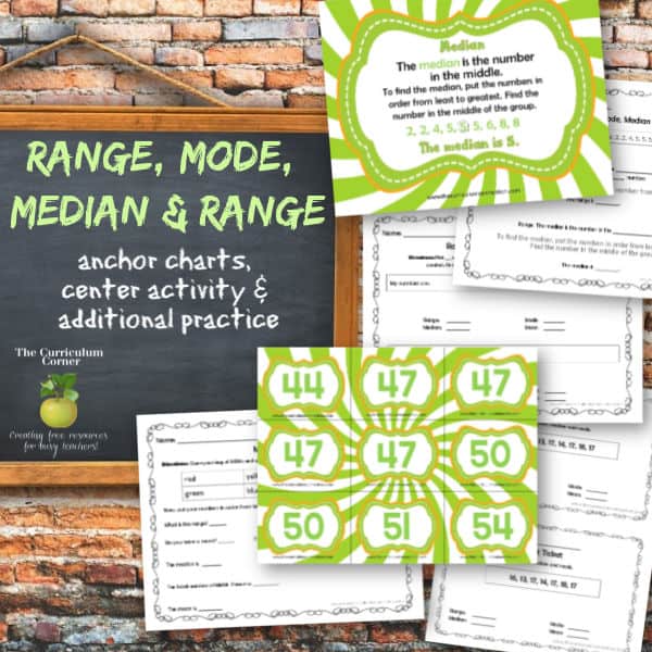 mean median mode range definitions posters