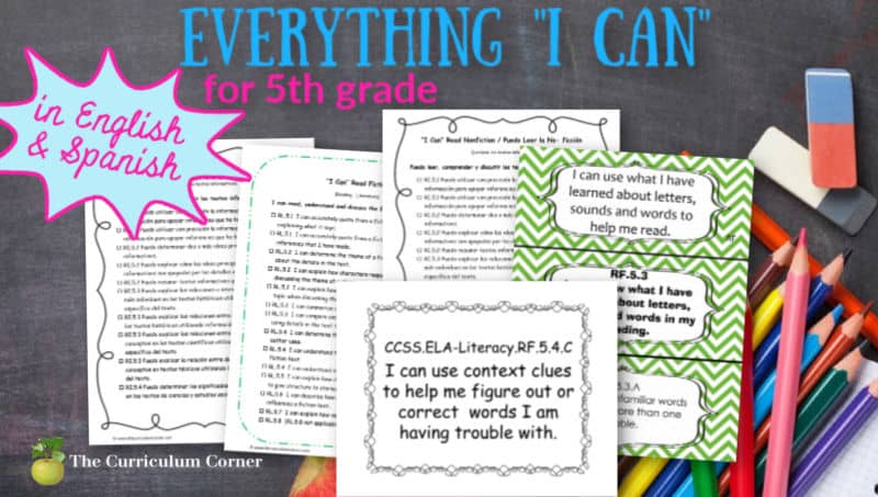 Everything I Can Common Core For 5th Grade The Curriculum Corner 4 5 6